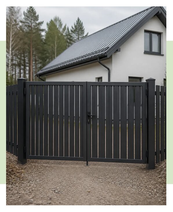 Распашные ворота из евроштакетника в Альметьевске по цене от 36330 р. | ЗаборЭксеперт-Льм